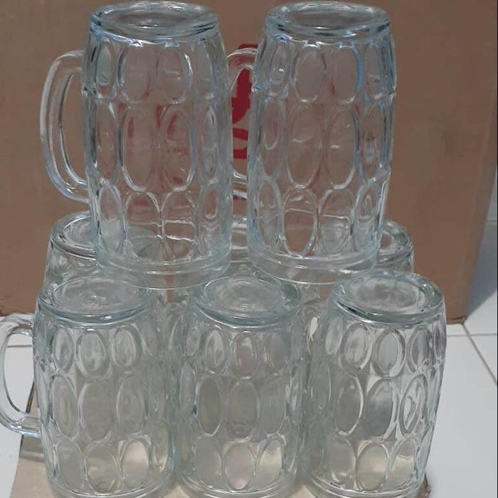 Gelas Beling Jempol 1 Lusin / Gelas Kaca Gagang / Gelas Teh