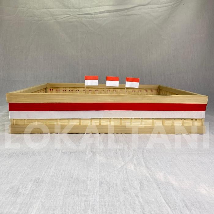 Tampah Tumpeng 17 Agustus / Anyaman Bambu Kotak / Nampan Bambu Besar