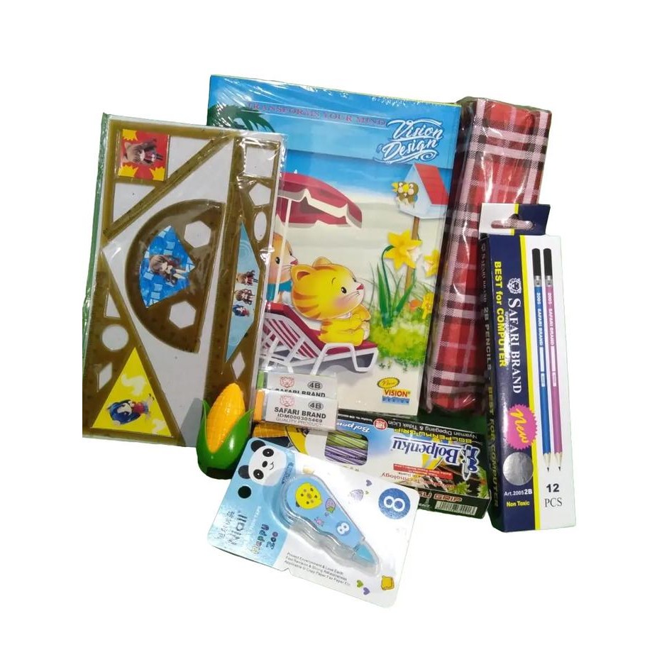 

paket menulis komplit anak sekolah Pensil Rautan Stationery Tipex Penghapus
