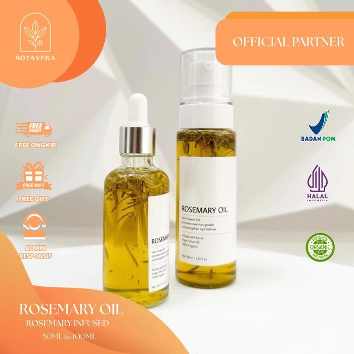 Infused Rosemary Oil 5 In 1 Herbs Penumbuh Rambut Dan Solusi Rambut Rontok 50Ml & 100Ml Hair Oil