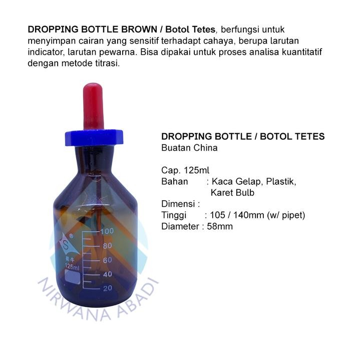 

Botol Tetes Coklat 125ml RRC, Dropping Bottle Brown Amber China