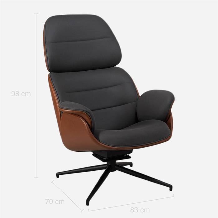 Monza Lounge Chair Ottoman Brown Kursi Armchair Leather Eames Knoll