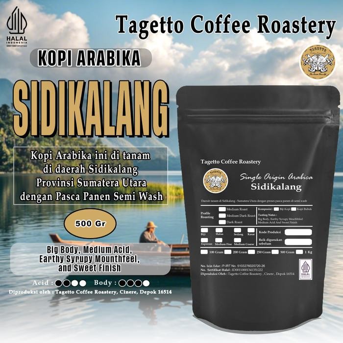 

Biji Kopi Arabika Sidikalang 500Gr Specialty Arabica Bean Ground Bubuk 500 Gram Tagetto Coffee