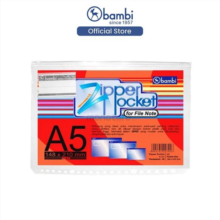 

Bambi Organizer Map Dokumen A5 Zipper Pocket Include Zip Lock Tipe 5142 Original