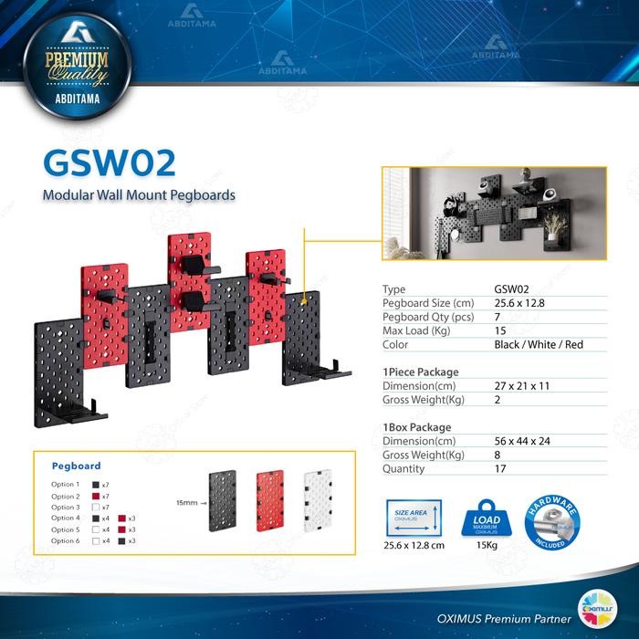 

Rak Papan Dinding Gantung Modular Pegboard Wallmount DIY OXIMUS GSW02 Bracket Meja Desk