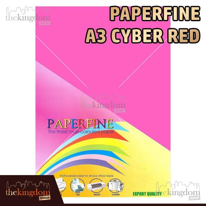 

Paperfine Kertas HVS Warna A3 Cyber Red Merah Muda / Isi 25 Lembar 350