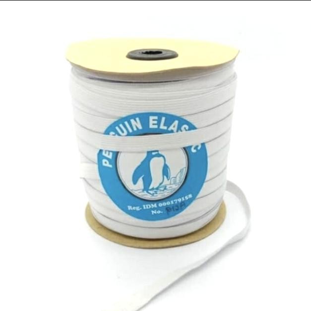 

1 ROLL Karet Elastis Putih Penguin 1,2 cm / Tali Karet / Karet Kolor