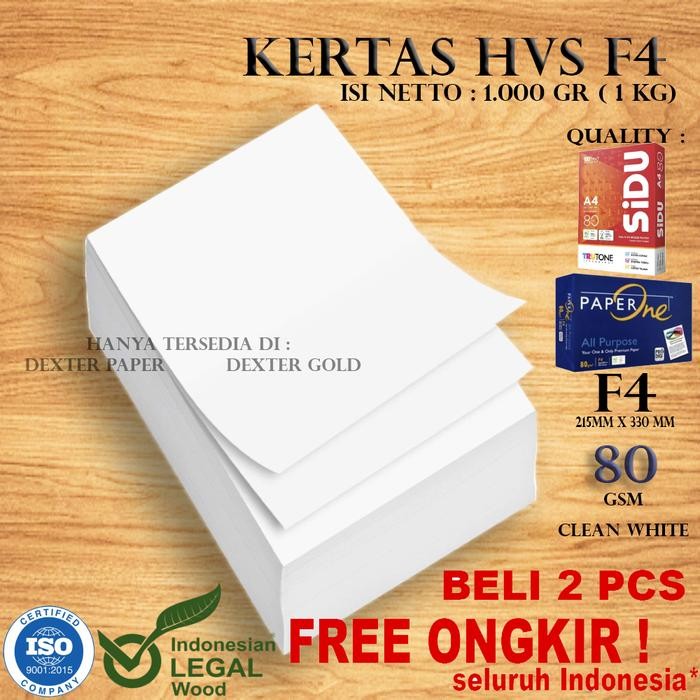 

KERTAS F4 80GR/ KERTAS F4 FOLIO 80GSM isi bersih 1kg (1000gr) PROMO