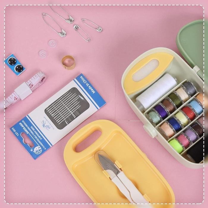 

kotak perlengkapan jahit lengkap set portable sewing kit box perlatan jahit jarum jahit meteran