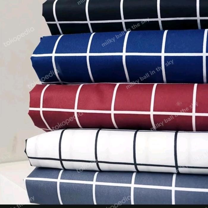 

kain sprei dan gorden motif kotak kecil meteran lebar 240 cm grade A
