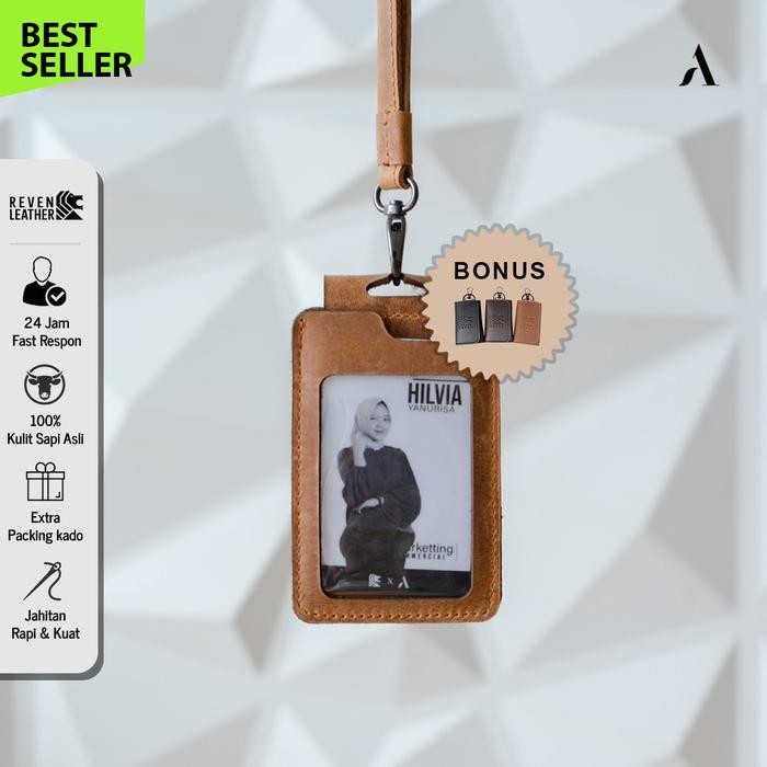 

ID Card Pria Wanita Tag Name Kulit Sapi Asli Reven Lanyard