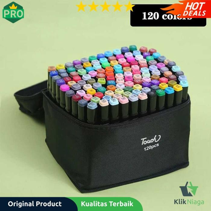 

Touch Spidol Dual Side Fine Art Brush Art Marker Set 120 Warna -