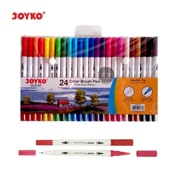 

CLP-07 Joyko Brush Pen Colour Dual Tip Spidol Set 24 Warna
