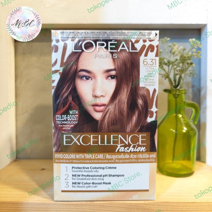 Terbaru Loreal Excellence Fashion 6.31 Ultra Light Ash Brown - Pewarna Rambut Ready