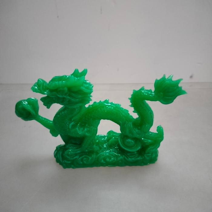 Patung Naga Mutiara Feng Shui Giok Green Dragon Big Size