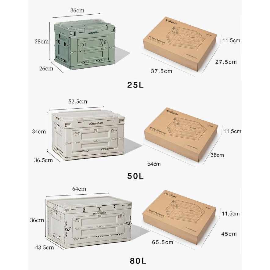 storage box lipat NATUREHIKE NH20SJ036 25L 50L 80L folding ultralight