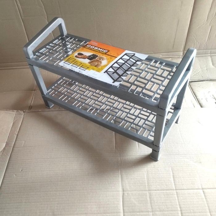 Rak sepatu Plastik Hitam susun 2