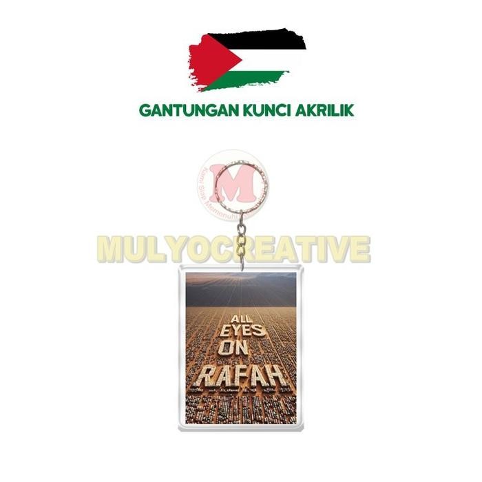 

Ganci All Eyes on Rafah Akrilik Bolak Balik Gantungan Kunci Palestina PREMIUM
