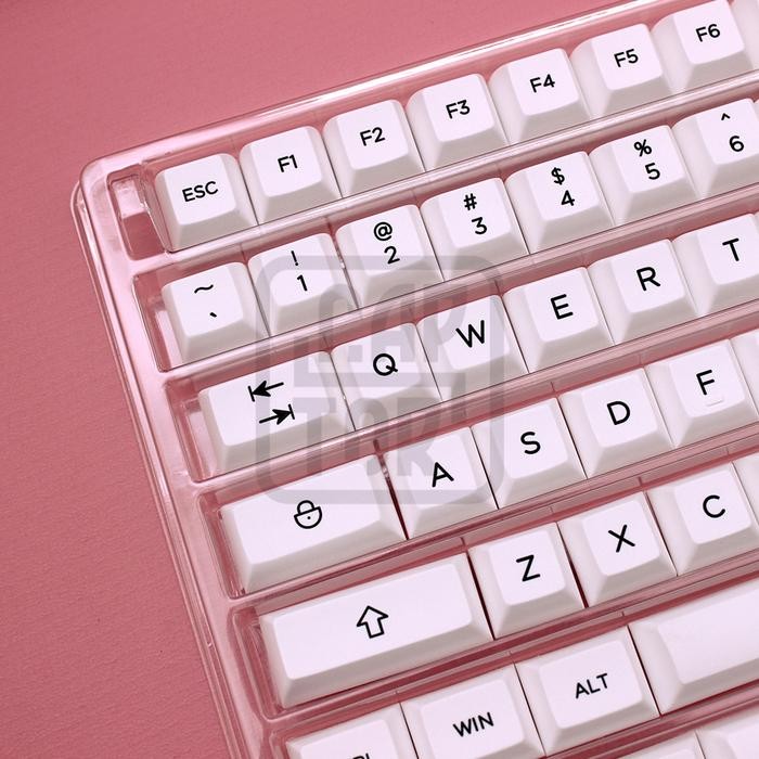 Promo Kbdfans Kat Bow 226 White Pbt Dyesub Keycaps Set