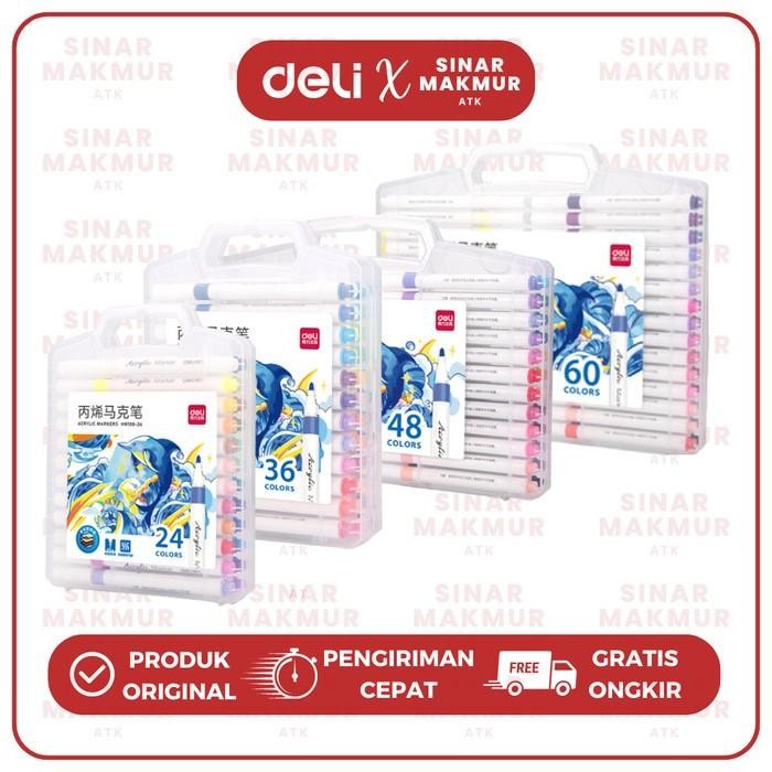 

Spidol Akrilik/Acrylic Marker Bullet Tip 48 Warna Deli Hm108-48 (Set)