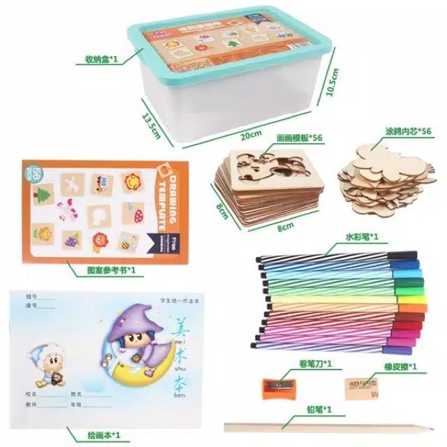 

Set Alat Menggambar Pensil Warna Penghapus Drawing Template Stencil