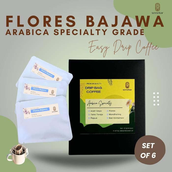 

Ready- Kopi Drip Bag Flores Arabica Specialty Coffee Grade 1 - Box 6 Pcs Hampers Kado Gift Box Natal