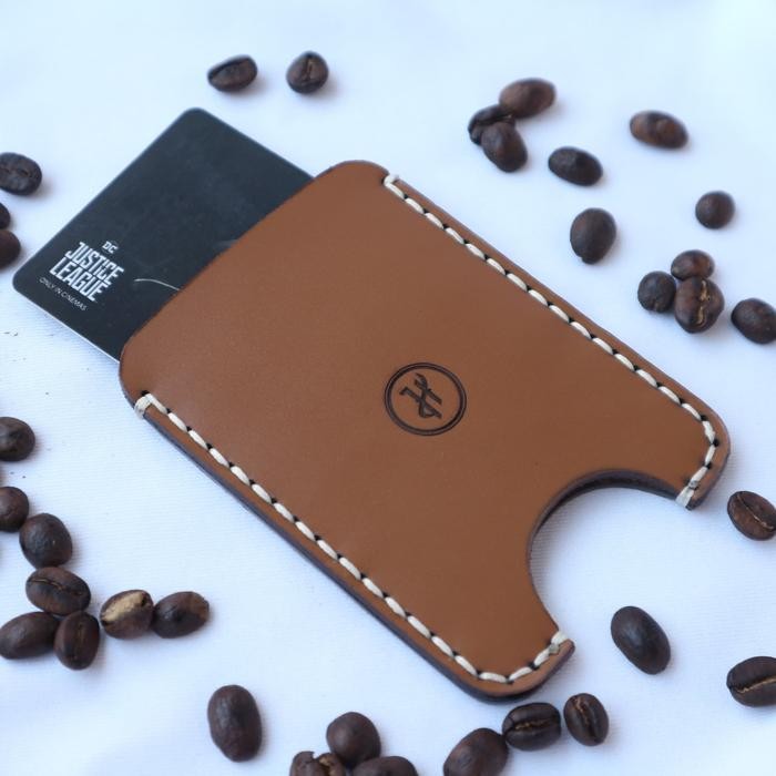 

ORIGINAL Card er tempat kartu Kulit sapi asli warna Tan Free Tulis a READY STOCK