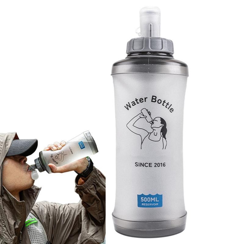 Sports Squeeze Water Bottle Silicone Foldable Leakproof Water Bottles Squeeze Drinking Cup Portable 