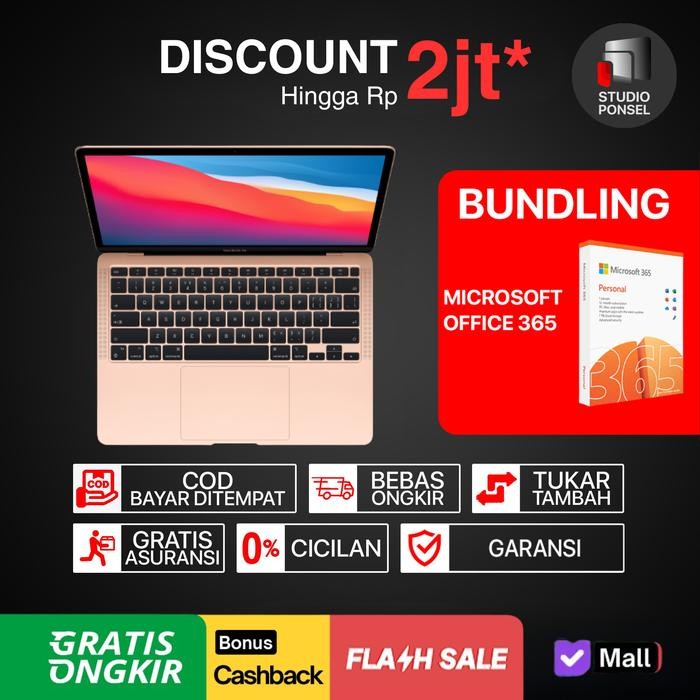 B2AG Apple Macbook Air M1 Chip 13-Inch 256Gb Space Grey Silver Gold Resmi