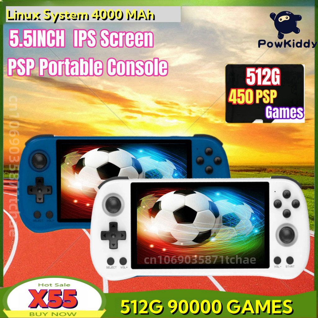 POWKIDDY X55 5.5 INCH Portable Handheld Video Game Consoles RK3566