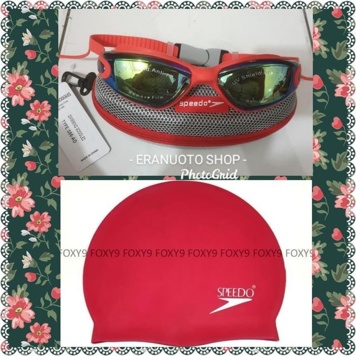 Kacamata Renang S866 Dan Topi Renang "Speedo"