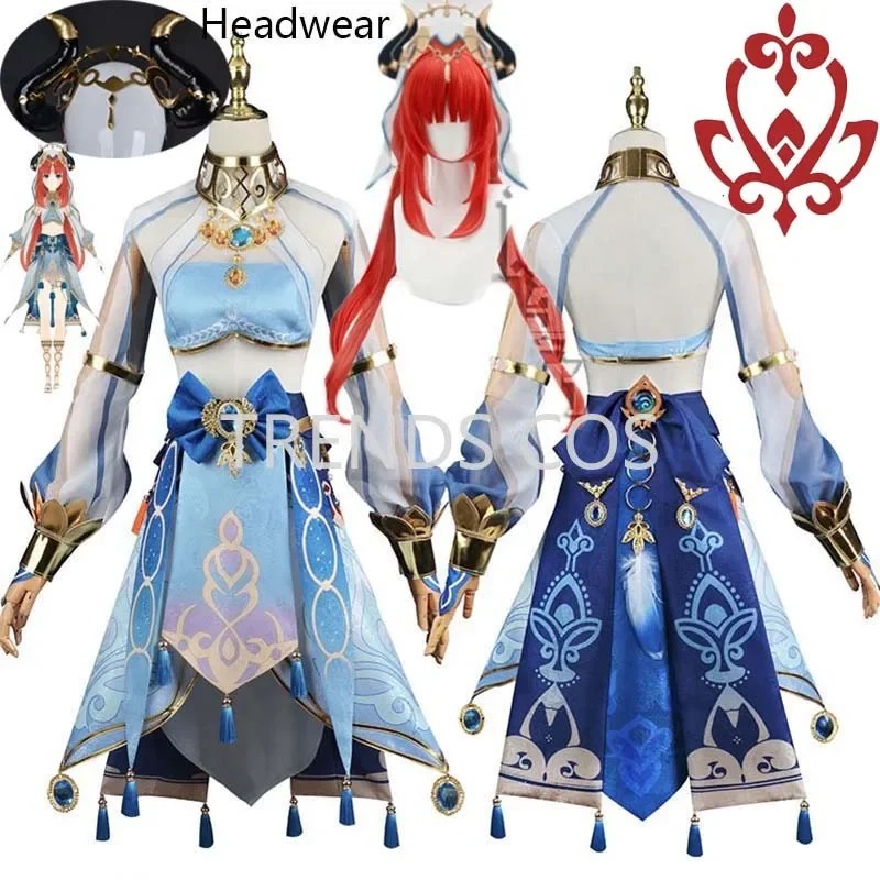 Sumeru Nilou Cosplay Costume Nilou Hydro Full Set Headwear Scarf Wig for Anime Cosplay Hallowmas Out