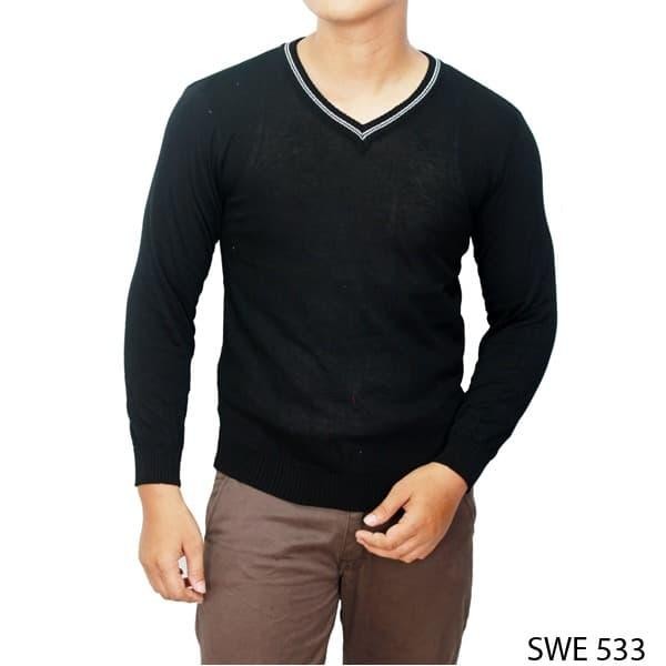 Sweater Pria Polos V Neck Rajut