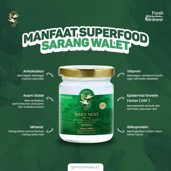 

8SXE Bird Nest Sarang Burung Walet Asli 100% Nyonya Walet (35%) - Paket 8