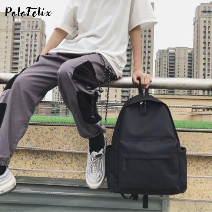 Ransel Sekolah Polofelix Hitam Tas Pria Polos