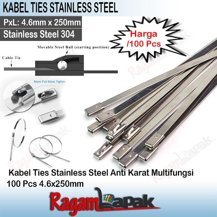 

SIAPKIRIM Kabel Ties Stainless Steel Anti Karat 100 PCS 4.6x250mm READY STOCK
