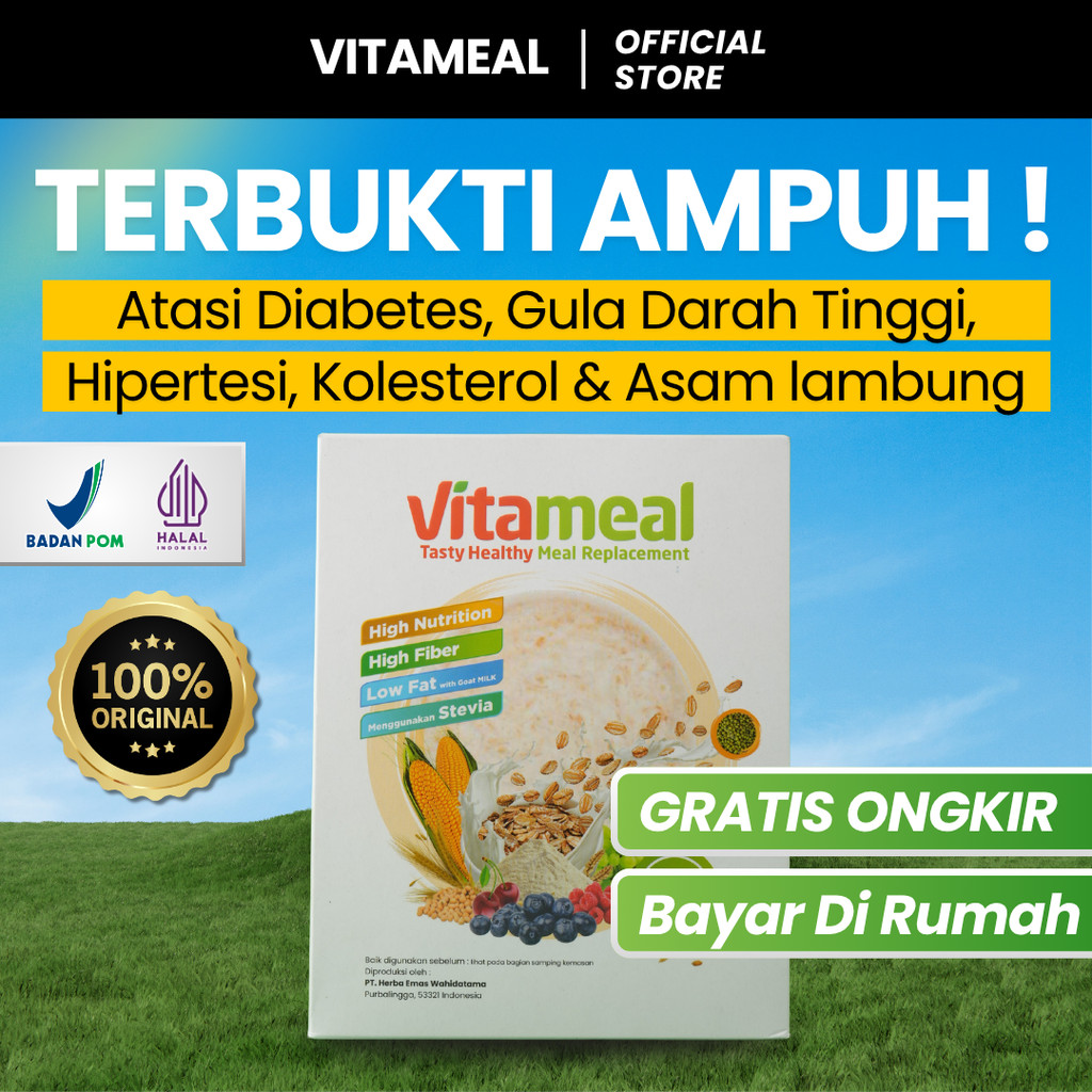 

Vitameal Sereal Penderita Diabetes Gula Darah Tinggi Kolesterol Asam Lambung Maag Gerd Tanpa Efek Samping VITAMIEAL SUPERFOOD