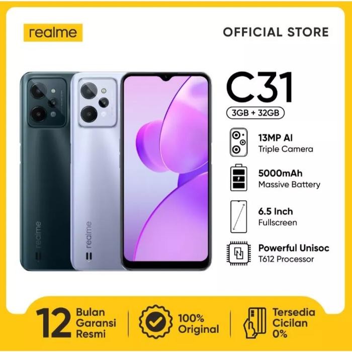 X61_ Realme C31 Ram 3/32Gb Dan C31 Ram 4/64Gb Garansi Resmi Harga Termurah