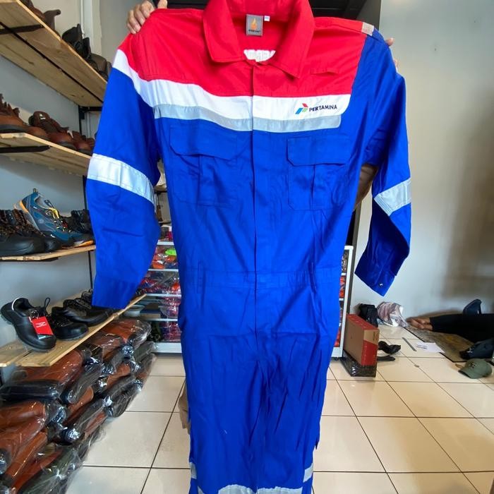 Wearpack Pertamina Defender Ultra Coverall Pertamina Katun Safety Baju Kerja Navy