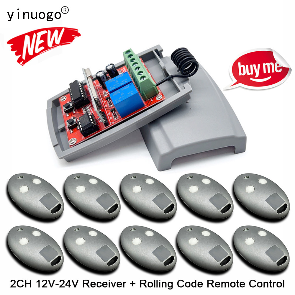 433MHz Garage Door Receiver 12V-24V 2CH + 433MHz Rolling Code MITTO2