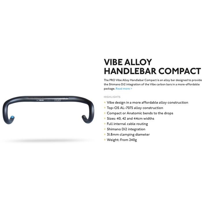 PRO VIBE compact alloy roadbike handlebar