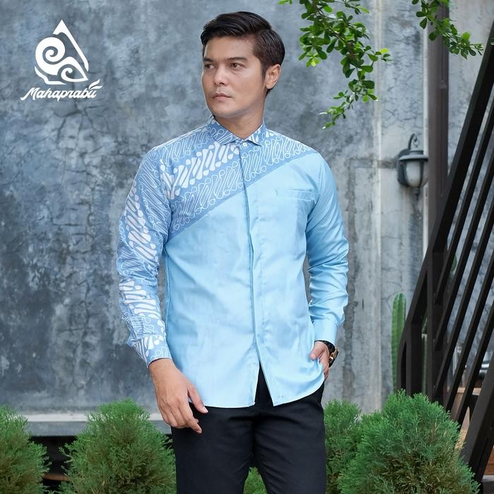 MAHADEEPA - Kemeja batik pria lengan panjang slimfit katun toyobo import kombinasi batik cap batik