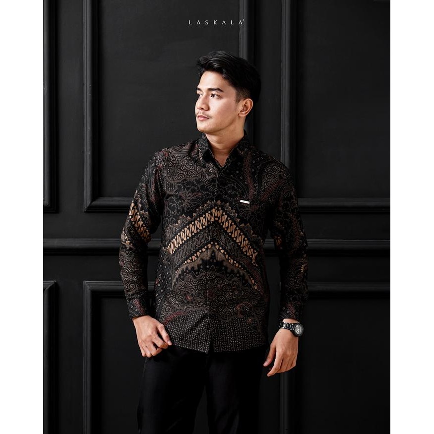 Laskala Batik Premium Sandro Kemeja Batik Pria Slimfit Lengan Panjang *