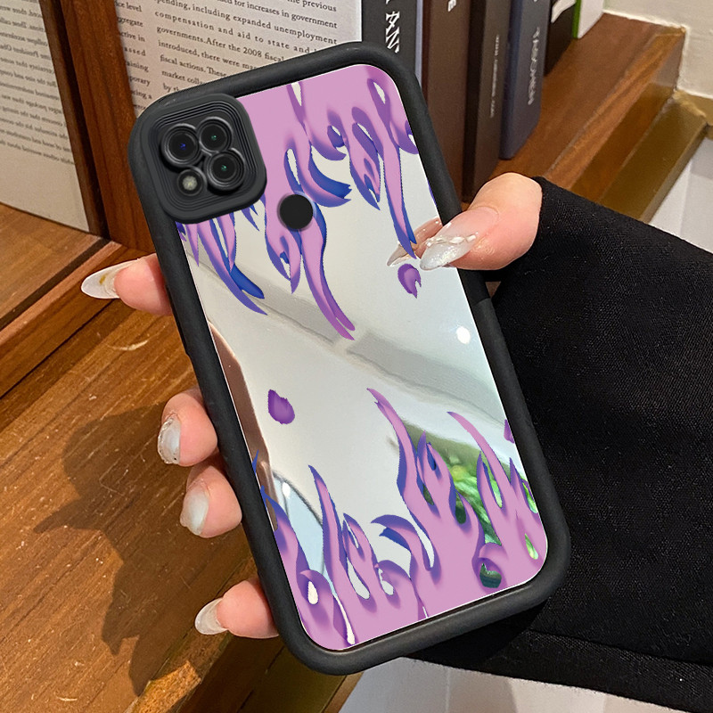 Casing Hp Untuk Xiaomi Redmi 9C Redmi 9C NFC Redmi 10A POCO C31 Case Api ungu cermin Kasing Scrub pe