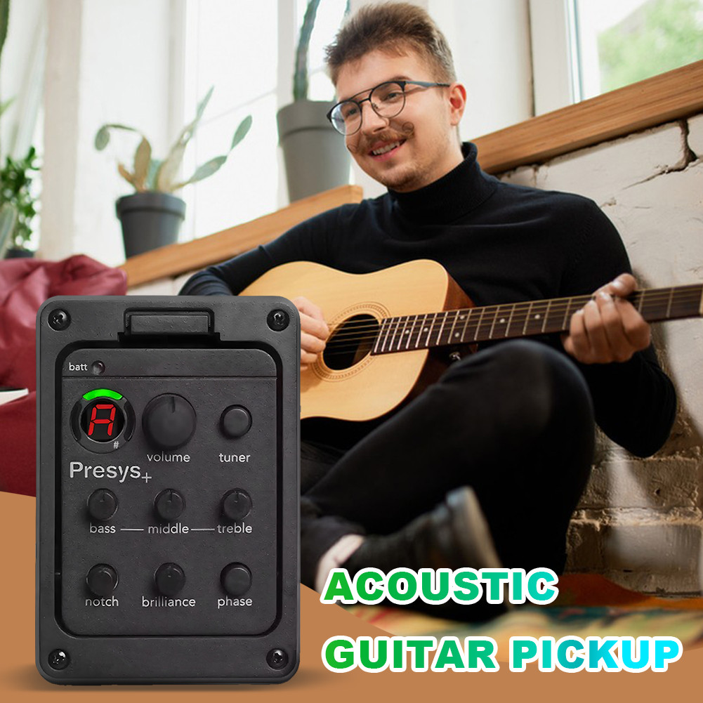 201 Classic Acoustic Guitar EQ Tuner Piezo Pickup Onboard Preamp System 4-Band Equalizer Mic Blend P