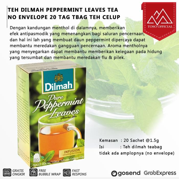 

Terlaris!! Teh Dilmah Peppermint Leaves Tea No Envelope 20 Tag Tbag Teh Celup