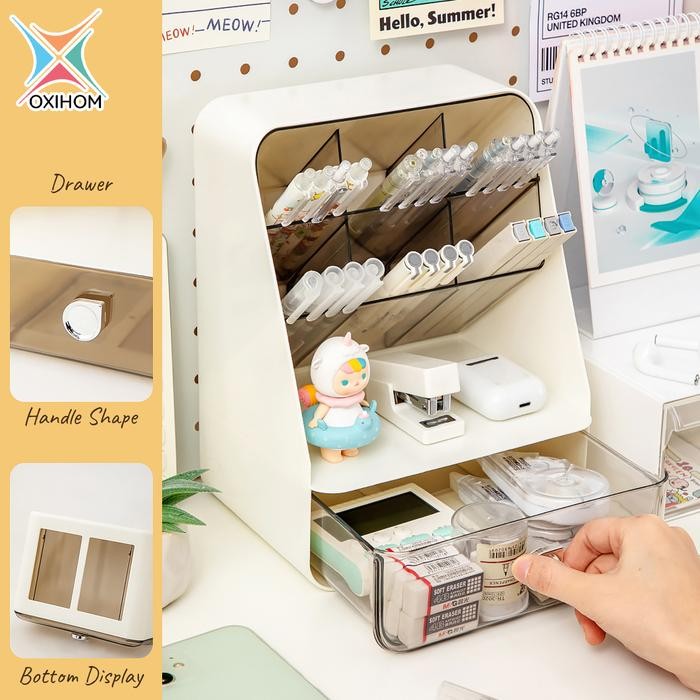 

Oxihom Kotak Penyimpanan Tempat Make Up Organizer Box Tempat Pensil Laci Plastik Tempat Accesories