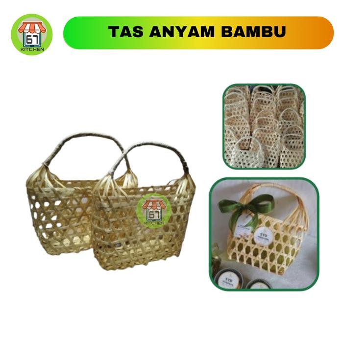 PREMIUM Keranjang Anyam Bambu Kantong Anyam Tas Souvenir Anyaman Bambu Murah