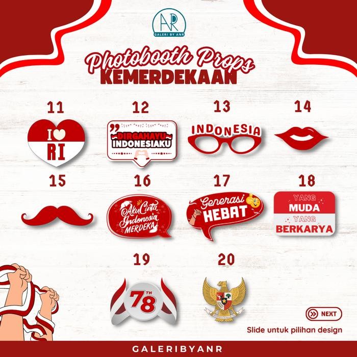 (Allthebest) D33 Photobooth Props Acc Kemerdekaan Dirgahayu indonesia 17 Agustus Properti foto