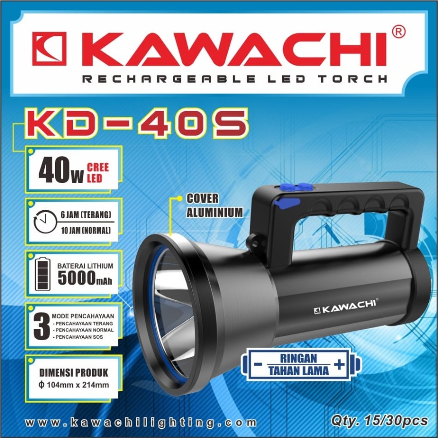 Senter Tangan Tenteng LED Kawachi 40 Watt KD-40S